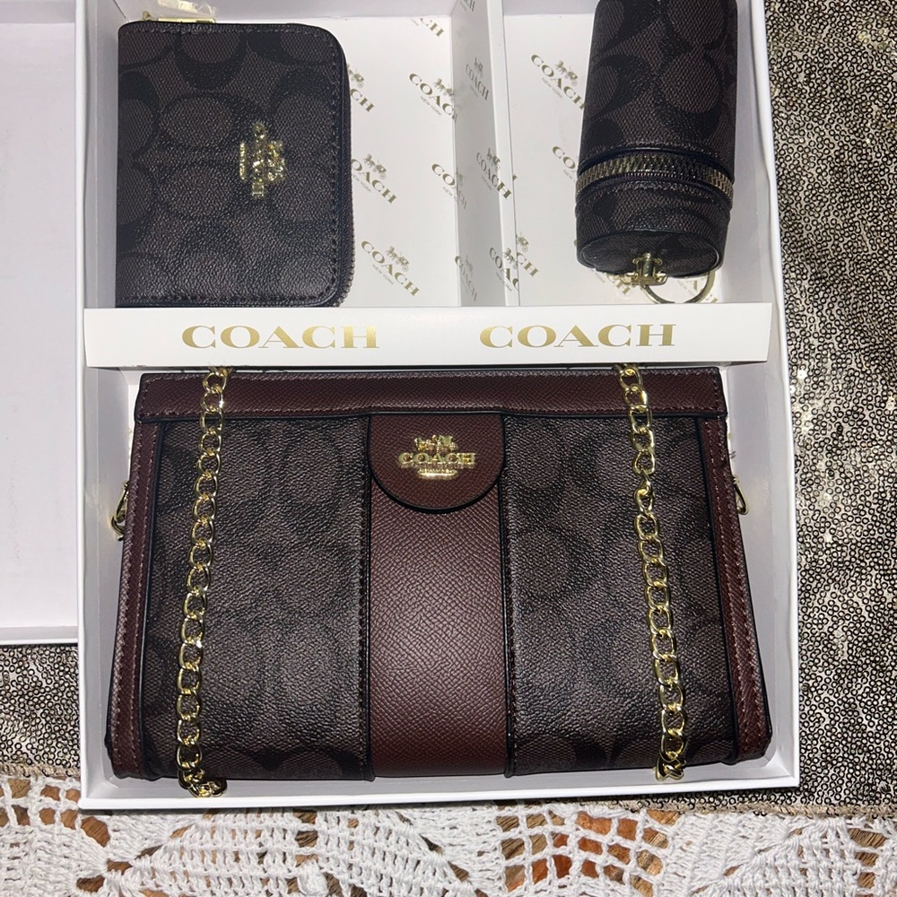 Coach Black and Brown Crossbody Bag Set